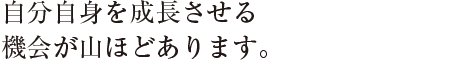 自分自身を成長させる
機会が山ほどあります。